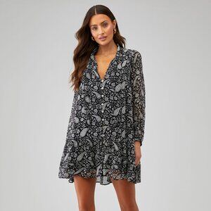 Cleobella Betz Mini Dress in Black/White Paisley Size XS